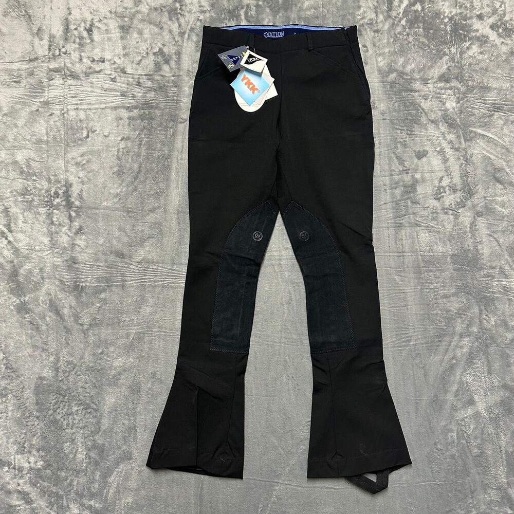 Ovation EuroWeave Childs‎ Breeches Jods Black Zip Front Equestrian Pants 26R